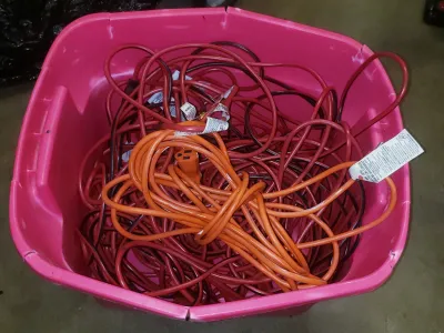 Bin of extension Cords