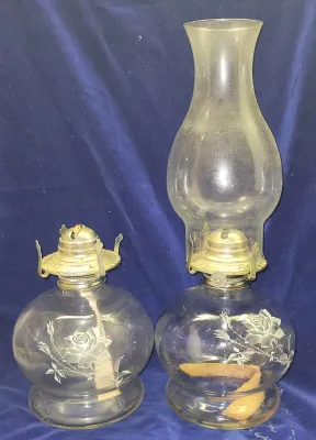 Lot of 2 Vintage Oil Lamps