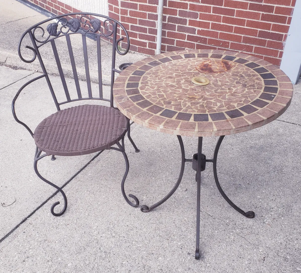 Stone Top Outdoor Table with  Chair