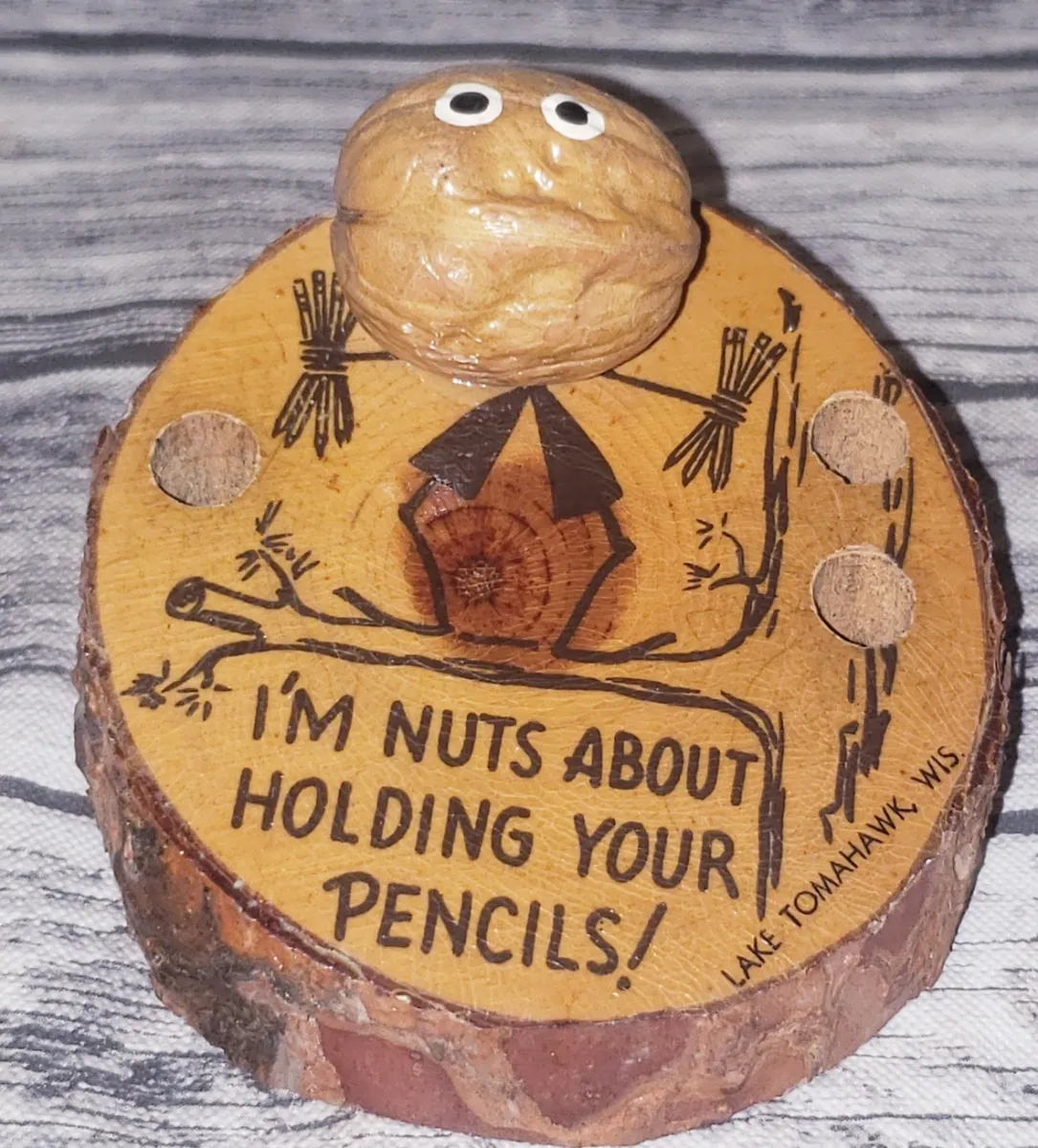 Vintage Funny Wood Pencil Holder