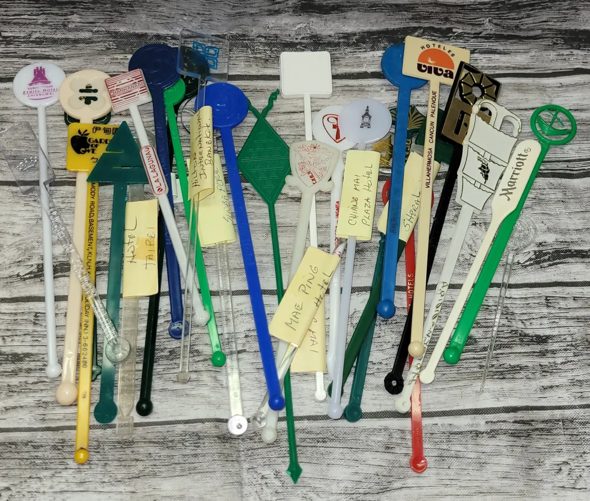 Vintage Plastic Stir Sticks, Foreign #JC