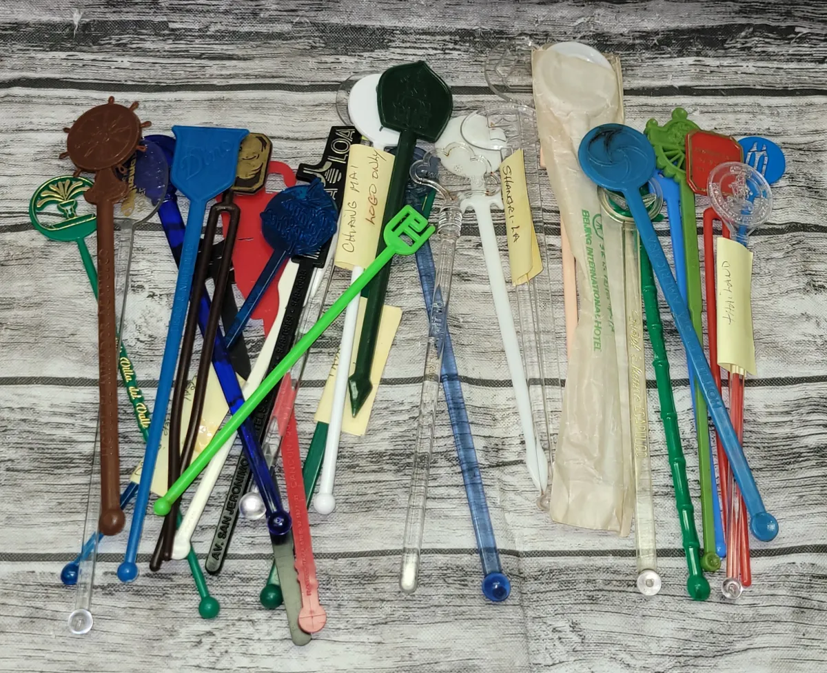 Vintage Plastic Stir Sticks, Foreign #JC
