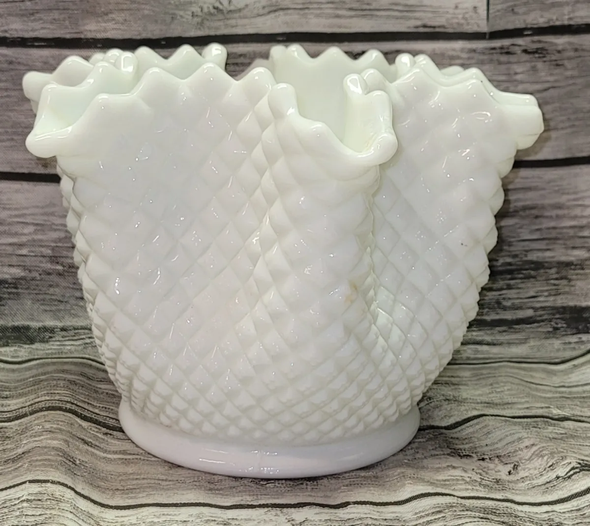 Westmoreland Handkerchief Vase, Milk Glass Hobnail #JC