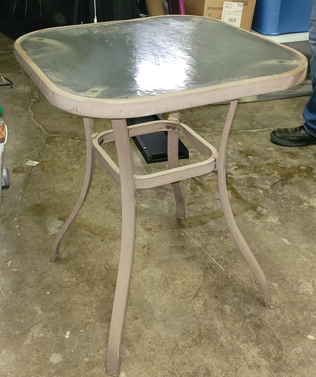 Outdoor Metal and Glass Table