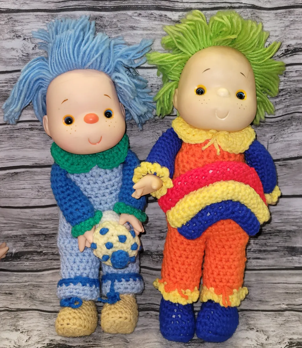 Lot of 2 Vintage Strawberry Shortcake Handmade Crochet Dolls