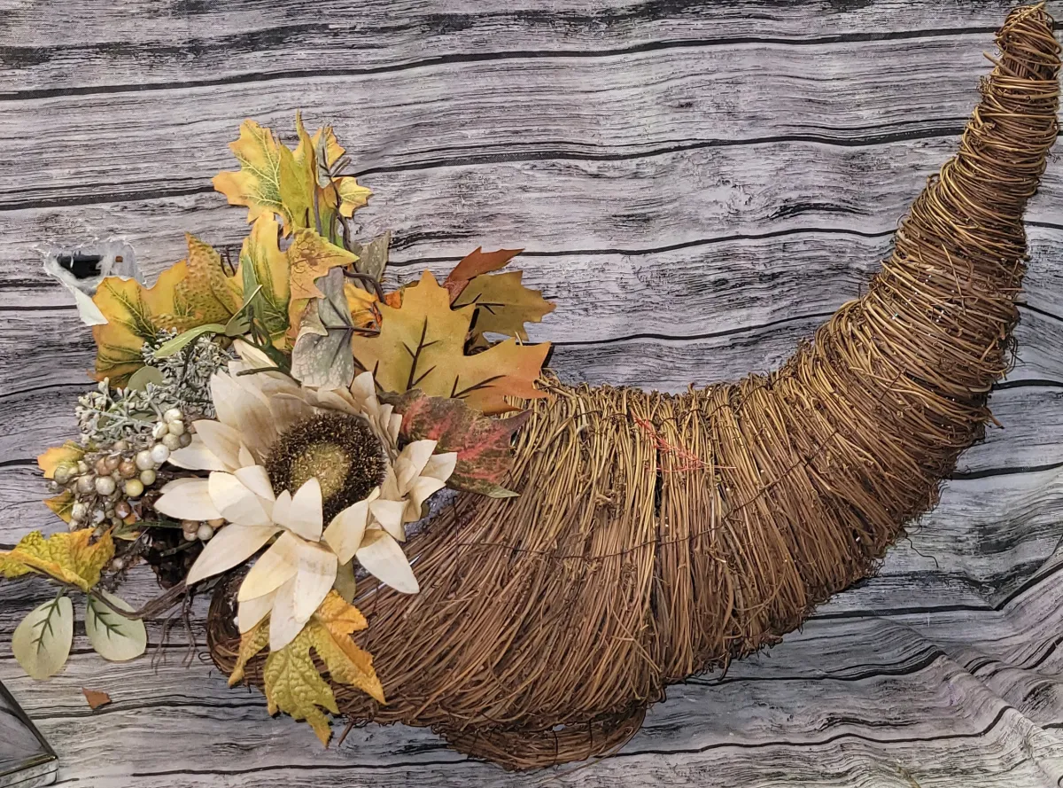 Large Fall Cornucopia Decor, Almost 2ft Long