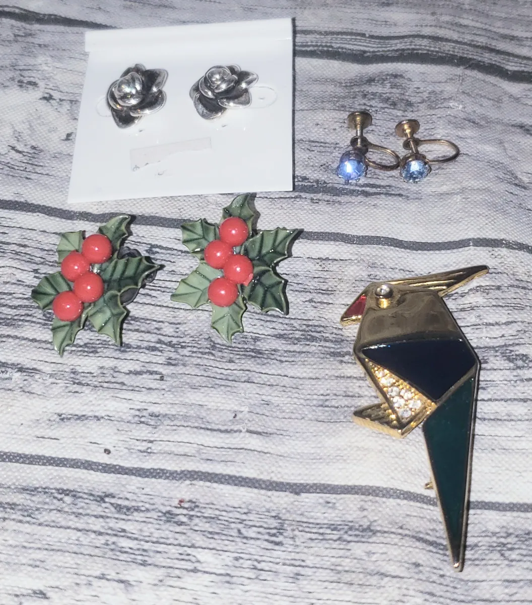Vintage Earrings and Brooch